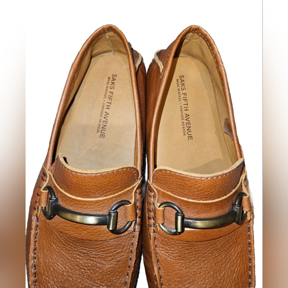 Saks Fifth Avenue Cognac Leather Bit Loafers - Picture 4 of 6